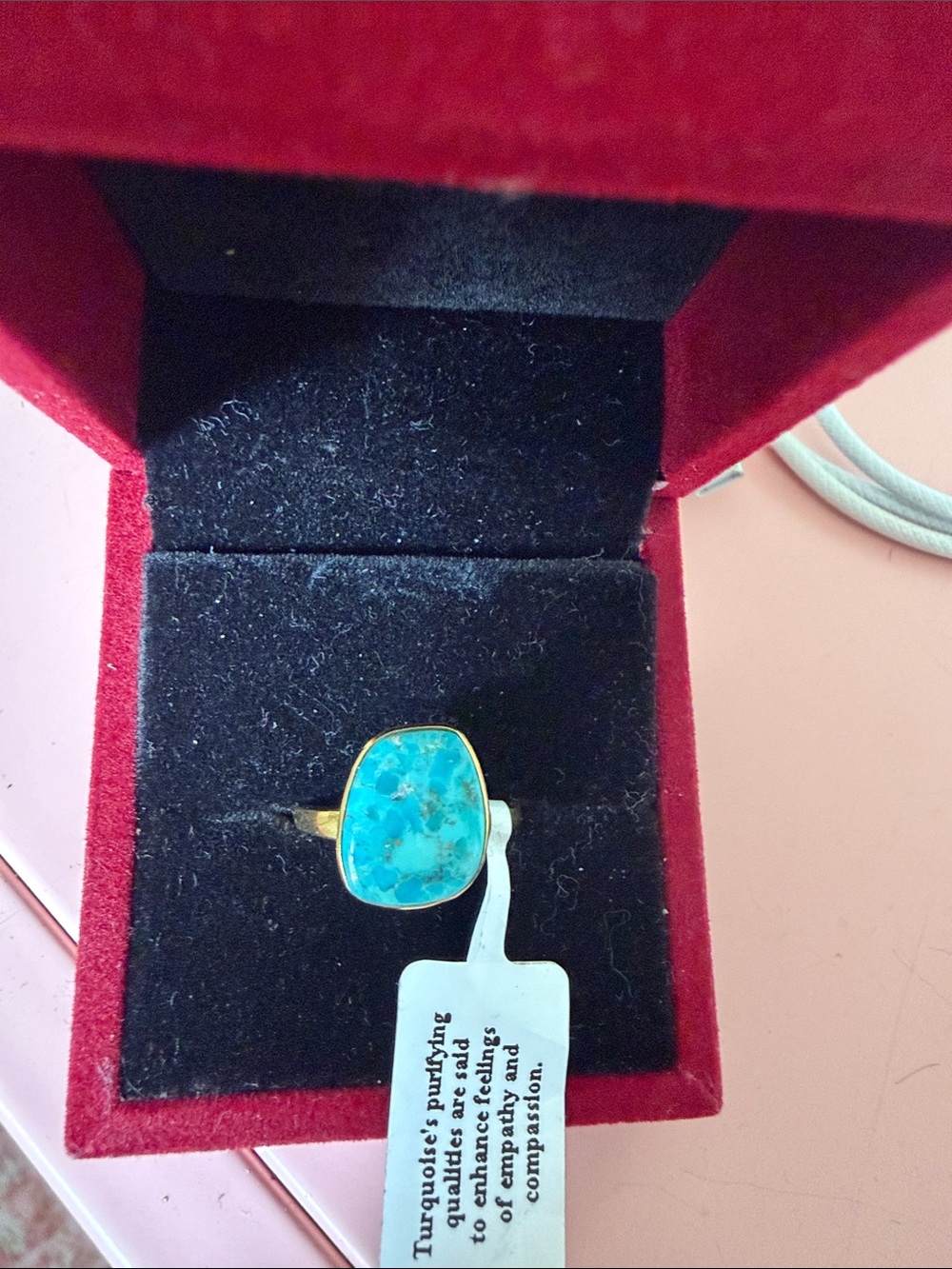 Gold Ring with Turquoise Stone - Women's Jewelry